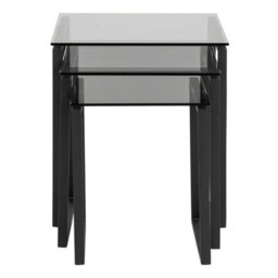 Wyld Haus Set Of 3 Frederikssund Grey Glass Nesting Coffee Tables - thumbnail 5