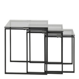 Wyld Haus Set Of 3 Frederikssund Grey Glass Nesting Coffee Tables - thumbnail 2