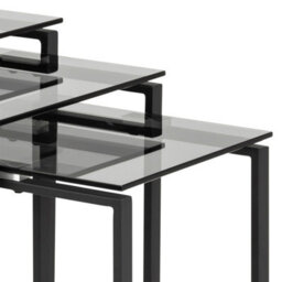 Wyld Haus Set Of 3 Frederikssund Grey Glass Nesting Coffee Tables - thumbnail 3