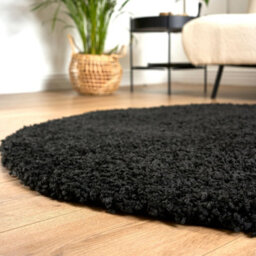 Bravich Black Shaggy Rug 120Cm Circle (4') - thumbnail 5