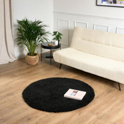 Bravich Black Shaggy Rug 120Cm Circle (4') - thumbnail 2