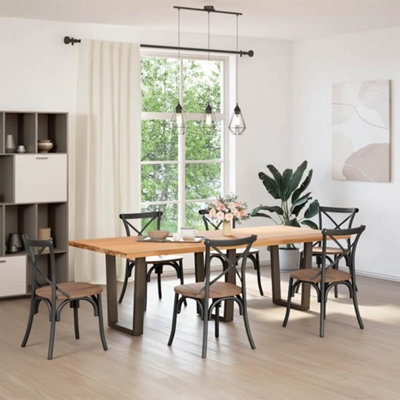 Berkfield Modern Dining Table Legs V-Shape 3 Pcs Natural Steel 70X(72-73.3) Cm Steel