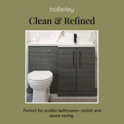 Balterley Right-Hand Bathroom Vanity And Wc Unit Combination, Basin - 1100mm - Woodgrain Anthracite, Black Handles - thumbnail 7