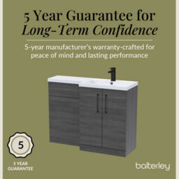 Balterley Right-Hand Bathroom Vanity And Wc Unit Combination, Basin - 1100mm - Woodgrain Anthracite, Black Handles - thumbnail 6