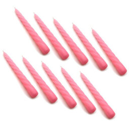"SolaDirect Tapered Dinner Candles, Table Spiral Candles, Pack Of 10, Decorative Household Candles, Up To 7 Hours, 23 Cm / 9"" (Pink)" - thumbnail 1