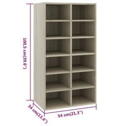 Vidaxl Shoe Rack Sonoma Oak 54X34X100.5 Cm Engineered Wood - thumbnail 8