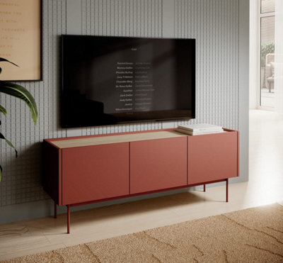 Arte Frisk Stylish Modern Tv Cabinet - (H)550mm (W)1440mm (D)370mm Living Room Furniture In Clay Red - image 1