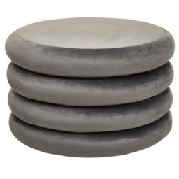 Premier Housewares Interiors By Premier Grey Velvet Round Footstool, Round Stool With Tufted Details, Pouffee With Decorative Round Design - thumbnail 1