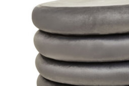Premier Housewares Interiors By Premier Grey Velvet Round Footstool, Round Stool With Tufted Details, Pouffee With Decorative Round Design - thumbnail 3
