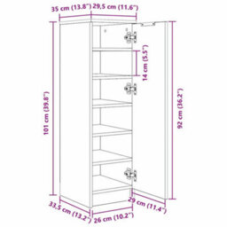 Vidaxl Shoe Cabinet Black Oak 29.5 X 35 X 101 Cm Engineered Wood - thumbnail 3