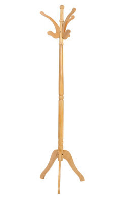 Orsina Wooden Coat Stand, Free Standing Coat Stand With Curved Lines, Wide Feet Cloth Hanging Stand For Coats - image 1