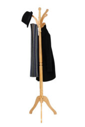 Orsina Wooden Coat Stand, Free Standing Coat Stand With Curved Lines, Wide Feet Cloth Hanging Stand For Coats - thumbnail 2