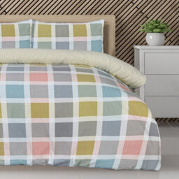 Smart Living Luxury Super Soft Reversible Crosshatch Check Duvet Cover With Pillowcase - thumbnail 4
