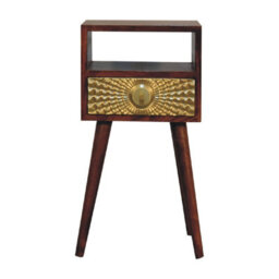 Wyld Haus Megeve Eden Mini Bedside Table With Brass Drawer And Open Shelf - thumbnail 2