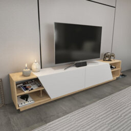 Decorotika Rhodes Tv Stand Tv Unit For Tv's Up To 106 Inch Sapphire Oak White - thumbnail 2