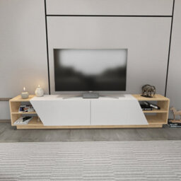 Decorotika Rhodes Tv Stand Tv Unit For Tv's Up To 106 Inch Sapphire Oak White