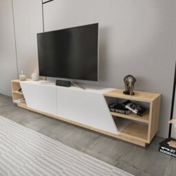 Decorotika Rhodes Tv Stand Tv Unit For Tv's Up To 106 Inch Sapphire Oak White - thumbnail 3