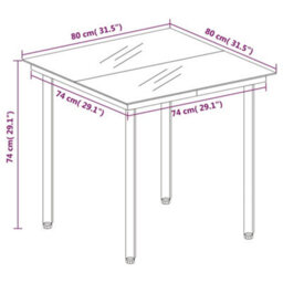 Walplus Garden Dining Table Black 80X80X74 Cm Steel And Glass - thumbnail 5