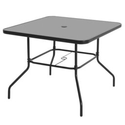 Avestar 80 Cm Square Outdoor Dining Table With Tempered Glass Tabletop And 4.3 Cm Umbrella Hole, Black - thumbnail 9