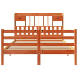 Berkfield Bookcase Bed Without Mattress Wax Brown 150X200 Cm King Size Solid Wood Pine - thumbnail 4