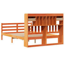 Berkfield Bookcase Bed Without Mattress Wax Brown 150X200 Cm King Size Solid Wood Pine - thumbnail 6
