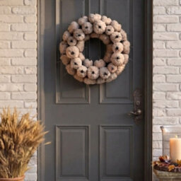 Garden Greatness Embrace Autumnal Cream Pumpkin Wreath - thumbnail 2