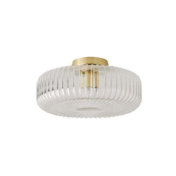 Valuelights Calpe Large Gold Flush Ceiling Light With Ribbed Clear Shade - thumbnail 7