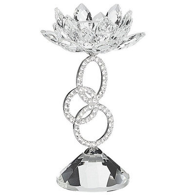 Beliani Candle Holder Oviedo Glass 19 Cm Silver - image 1