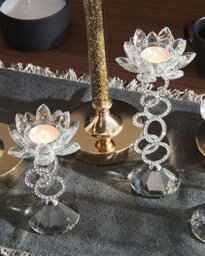 Beliani Candle Holder Oviedo Glass 19 Cm Silver - thumbnail 2