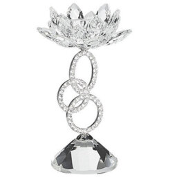 Beliani Candle Holder Oviedo Glass 19 Cm Silver