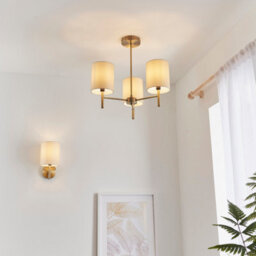 Anson Lighting Phoenix Wall Light Finished In Antique Brass Plate And Cream Fabric - thumbnail 7