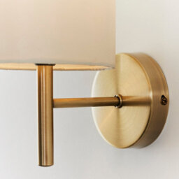 Anson Lighting Phoenix Wall Light Finished In Antique Brass Plate And Cream Fabric - thumbnail 3