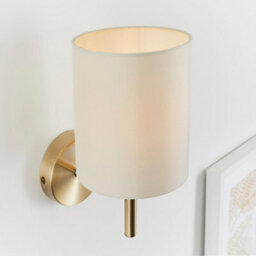 Anson Lighting Phoenix Wall Light Finished In Antique Brass Plate And Cream Fabric - thumbnail 5