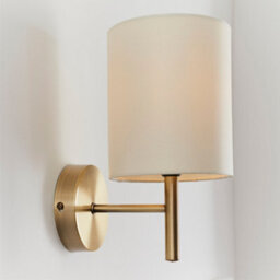 Anson Lighting Phoenix Wall Light Finished In Antique Brass Plate And Cream Fabric