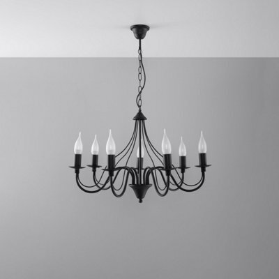 Sollux Lighting Minerwa Steel Black 7 Light Classic Chandelier