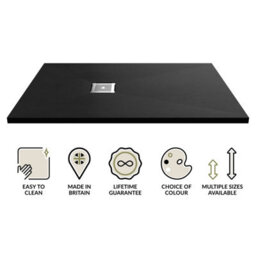 Balterley 1200mm X 900mm Premium Slimline Rectangular Shower Tray - Slate Black - thumbnail 5