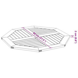 Berkfield Table Top 80X80X2.2 Cm Octagonal Solid Wood Acacia - thumbnail 8