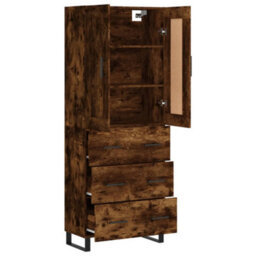 Berkfield Elegant Highboard Smoked Oak 69.5X34X180 Cm Engineered Wood - thumbnail 4