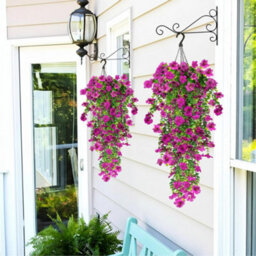 4 Pack Artificial Hanging Flowers, 77Cm Outdoor Artificial Plants Uv Resistant Faux Silk Flowers For Decoration (Purple) - thumbnail 2