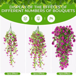 4 Pack Artificial Hanging Flowers, 77Cm Outdoor Artificial Plants Uv Resistant Faux Silk Flowers For Decoration (Purple) - thumbnail 7