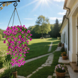 4 Pack Artificial Hanging Flowers, 77Cm Outdoor Artificial Plants Uv Resistant Faux Silk Flowers For Decoration (Purple) - thumbnail 6