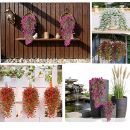 4 Pack Artificial Hanging Flowers, 77Cm Outdoor Artificial Plants Uv Resistant Faux Silk Flowers For Decoration (Purple) - thumbnail 9