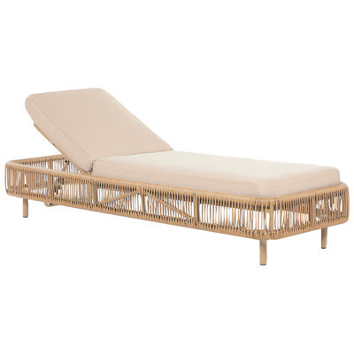 Beliani Sun Lounger With Cushion Osini Reclining Pe Rattan Beige - image 1
