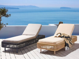 Beliani Sun Lounger With Cushion Osini Reclining Pe Rattan Beige - thumbnail 2
