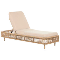 Beliani Sun Lounger With Cushion Osini Reclining Pe Rattan Beige - thumbnail 4