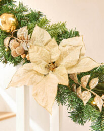 Werchristmas Cream And Gold Pre-Lit Decorated Garland 9 Ft - thumbnail 5