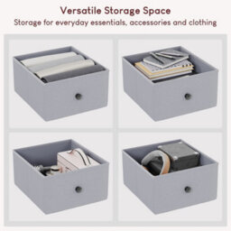 4-Drawer Fabric Storage Chest Of Drawers, Furniture Beige Grey Wood - thumbnail 5