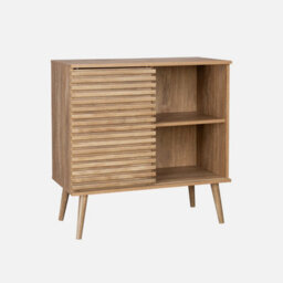 Sweeek - 80Cm Scandi-Style Sideboard Wood Effect And Sliding Door Natural 80X39X80 Cm - Madere