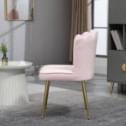 Homcom Velvet-Feel Shell Accent Chair Home Bedroom Lounge Metal Legs Pink - thumbnail 7