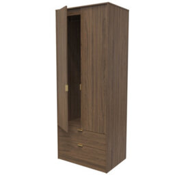 Tamworth Tall 2 Drawer Wardrobe In Carini Walnut (Ready Assembled) - thumbnail 5